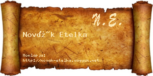Novák Etelka névjegykártya